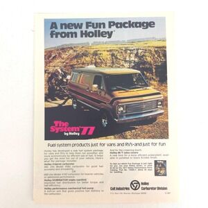 Vintage Chevrolet Van Holley System 77 RV Advertising Print Ad Auto Performance